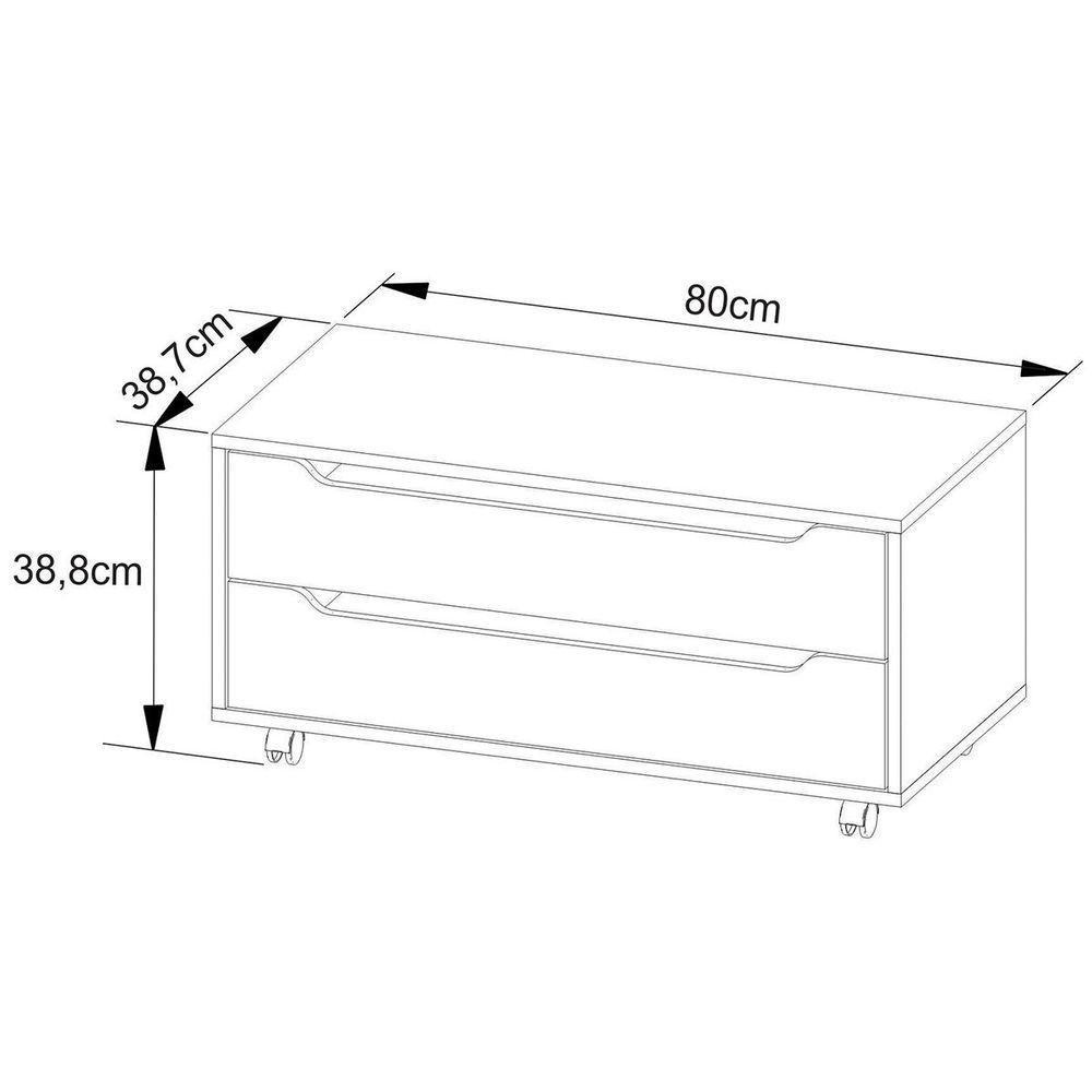 Balcão Para Gabinete De Banheiro 2 Gavetas E Rodízios Amêndoa/branco - 3