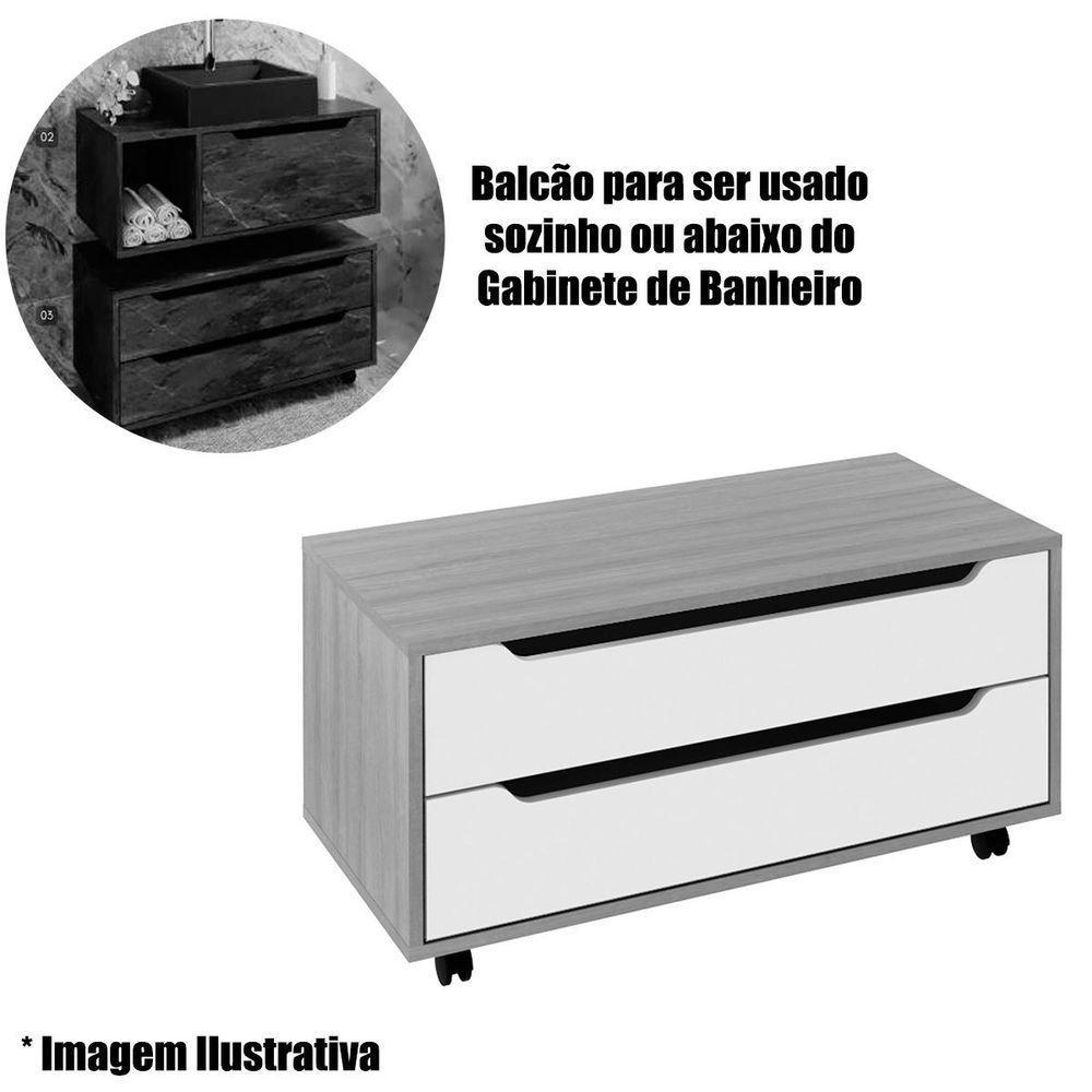Balcão Para Gabinete De Banheiro 2 Gavetas E Rodízios Amêndoa/branco - 5