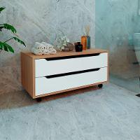 Balcão Para Gabinete De Banheiro 2 Gavetas E Rodízios Amêndoa/branco - 7