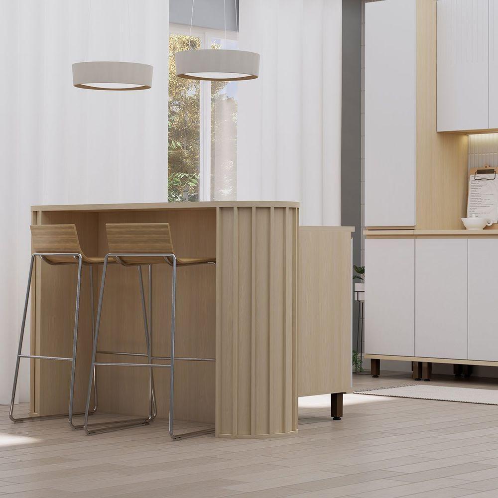 Bancada Para Cozinha Ilha Com Tampo Aurora Carvalho - 5