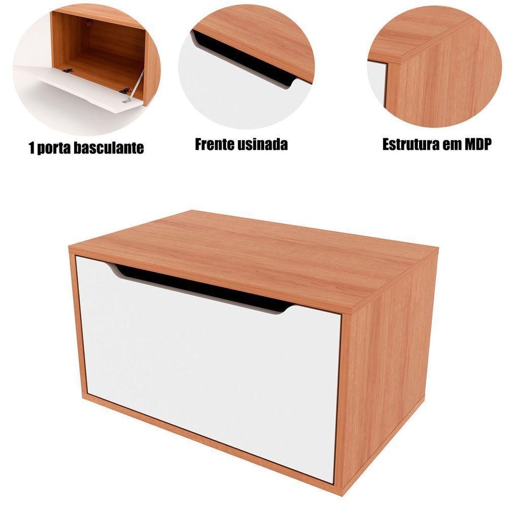 Gabinete De Banheiro 60 Cm Com 1 Porta Basculante Amendôa/branco - 2