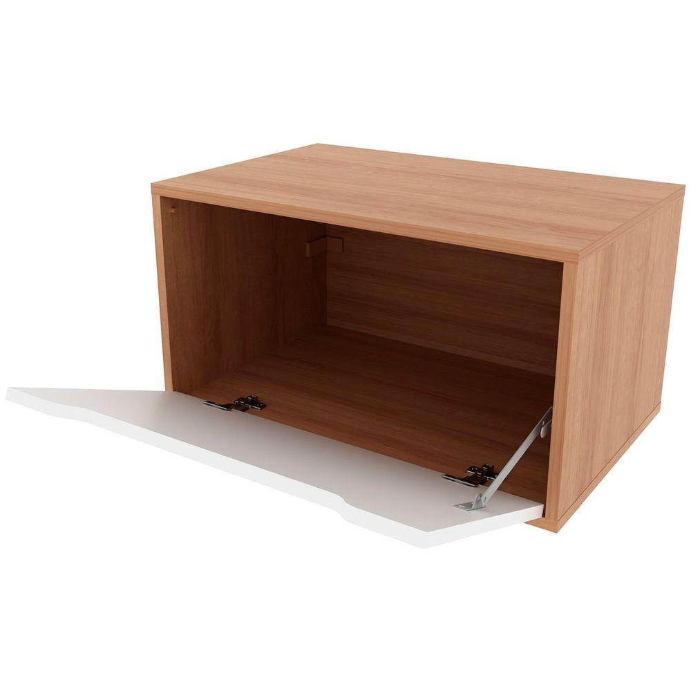 Gabinete De Banheiro 60 Cm Com 1 Porta Basculante Amendôa/branco - 4