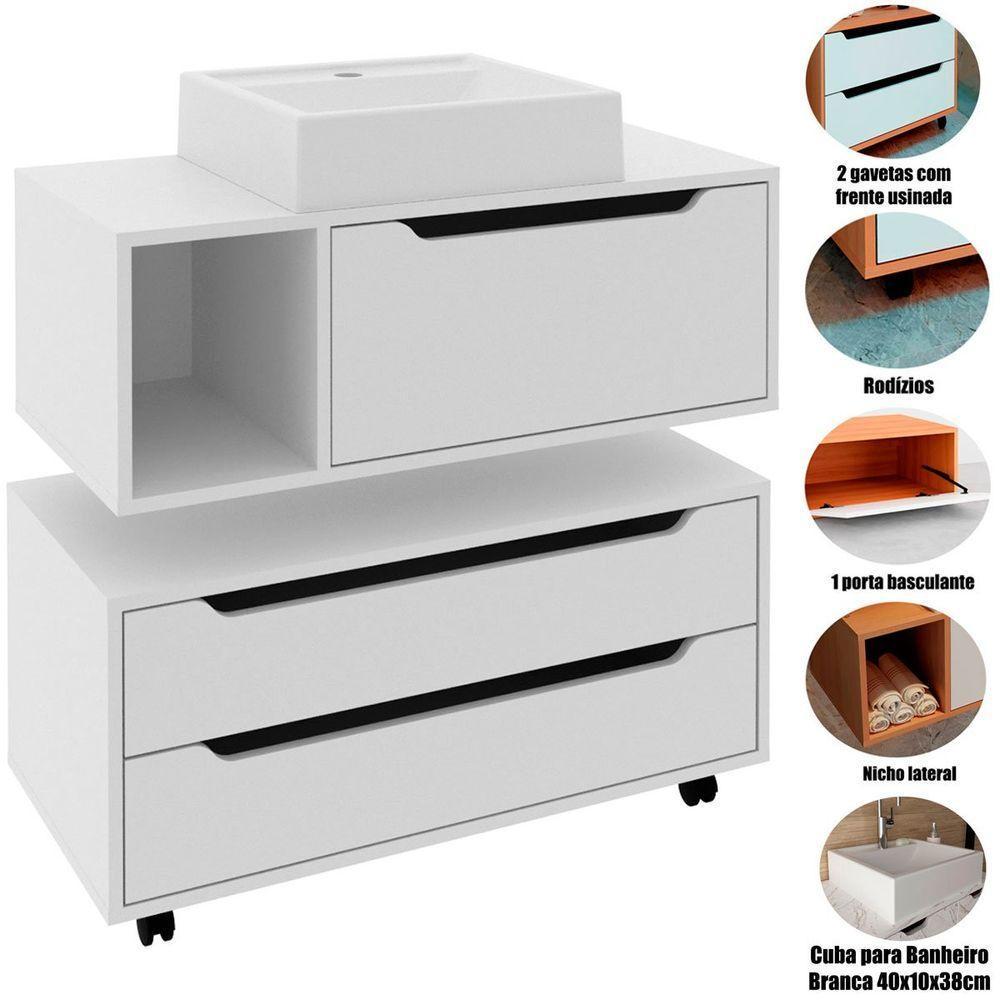 Kit Balcão E Gabinete De Banheiro Com Cuba Karina Branco - 2