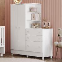 Guarda Roupa Com Cômoda Infantil Doce Sonho 2 Portas E 3 Gavetas Branco Com Pés - Qmovi Branco - 2