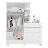 Guarda Roupa Com Cômoda Infantil Doce Sonho 2 Portas E 3 Gavetas Branco Com Pés - Qmovi Branco - 3