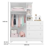 Guarda Roupa Com Cômoda Infantil Doce Sonho 2 Portas E 3 Gavetas Branco Com Pés - Qmovi Branco - 4