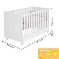 Dormitório Doce Sonho 3 Portas, Cômoda 4 Gavetas, Berço Mini Cama Branco Com Rodízio E Colchão D18 - Qmovi Branco - 5