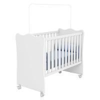Jogo De Quarto Infantil Doce Sonho Cômoda 4 Gavetas E Berço Branco Com Rodízio - Qmovi Branco