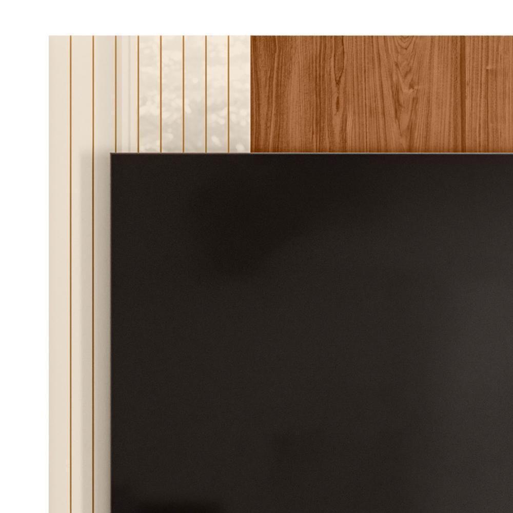 Rack Bancada Com Painel Wood 120cm Pérola Metalizado/cinamomo Mel Para Tv Até 42” - Mobler Pérola Metalizado/cinamomo Mel - 3