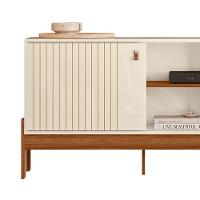 Rack Bancada Com Painel Wood 120cm Pérola Metalizado/cinamomo Mel Para Tv Até 42” - Mobler Pérola Metalizado/cinamomo Mel