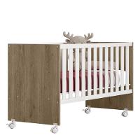 Dormitório Doce Sonho Guarda Roupa Com Cômoda Com Pés E Berço Reto Carvalho/branco - Qmovi Carvalho/branco