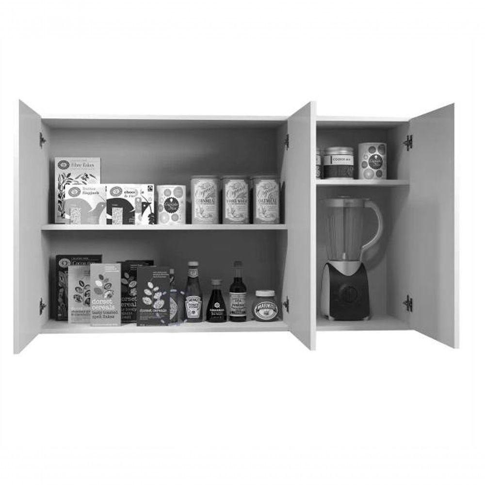 Armário Aéreo Etios 3 Portas Kaiki Móveis - Nature/off - 3