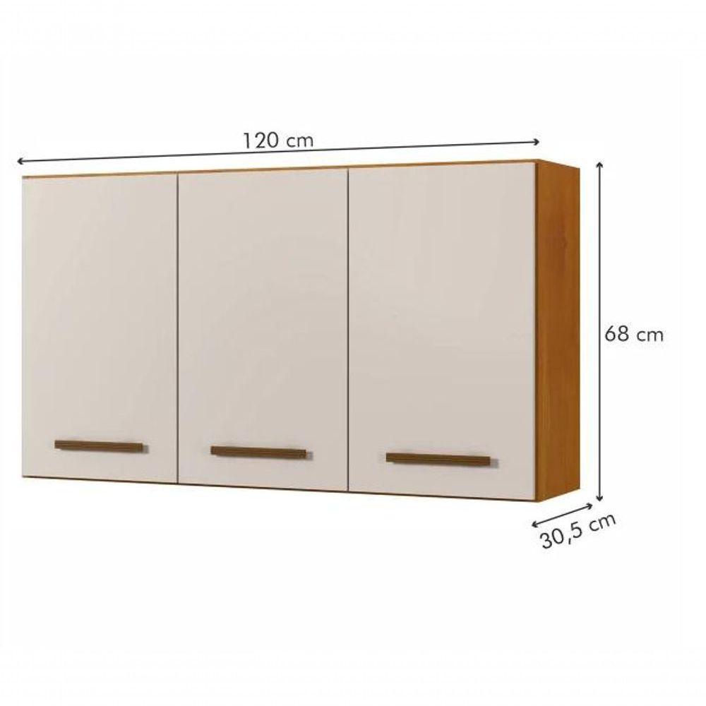 Armário Aéreo Etios 3 Portas Kaiki Móveis - Nature/off - 4