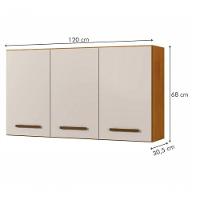 Armário Aéreo Etios 3 Portas Kaiki Móveis - Nature/off - 4