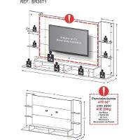 Painel Tv 60" Com Suporte E Prateleiras De Vidro Brasil Multimóveis Br3071 Branco