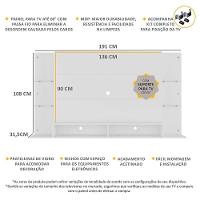 Painel Tv 60" Com Suporte E Prateleiras De Vidro Brasil Multimóveis Br3071 Branco - 5
