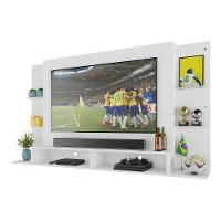 Painel Tv 60" Com Suporte E Prateleiras De Vidro Brasil Multimóveis Br3071 Branco - 7