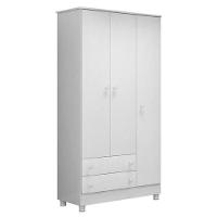 Dormitório Doce Sonho 3 Portas, Cômoda 4 Gavetas, Berço Mini Cama Branco Com Rodízio E Colchão - Qmovi Branco - 2