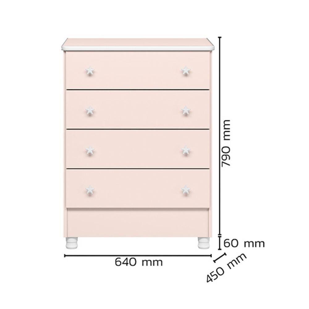 Dormitório Doce Sonho 2 Portas, Cômoda 4 Gavetas E Berço Rosa Acetinado Com Rodízio E Colchão D18 - Qmovi Rosa Acetinado - 5