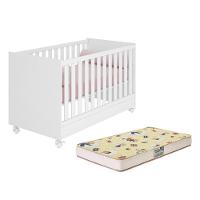 Berço Mini Cama Doce Sonho Branco Com Rodízios E Colchão Supreme - Qmovi Branco - 1