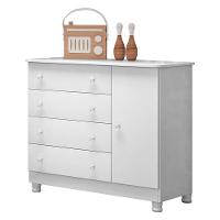 Jogo De Quarto Infantil Doce Sonho Cômoda 1 Porta E Berço Mini Cama Branco Com Rodízio - Qmovi Branco