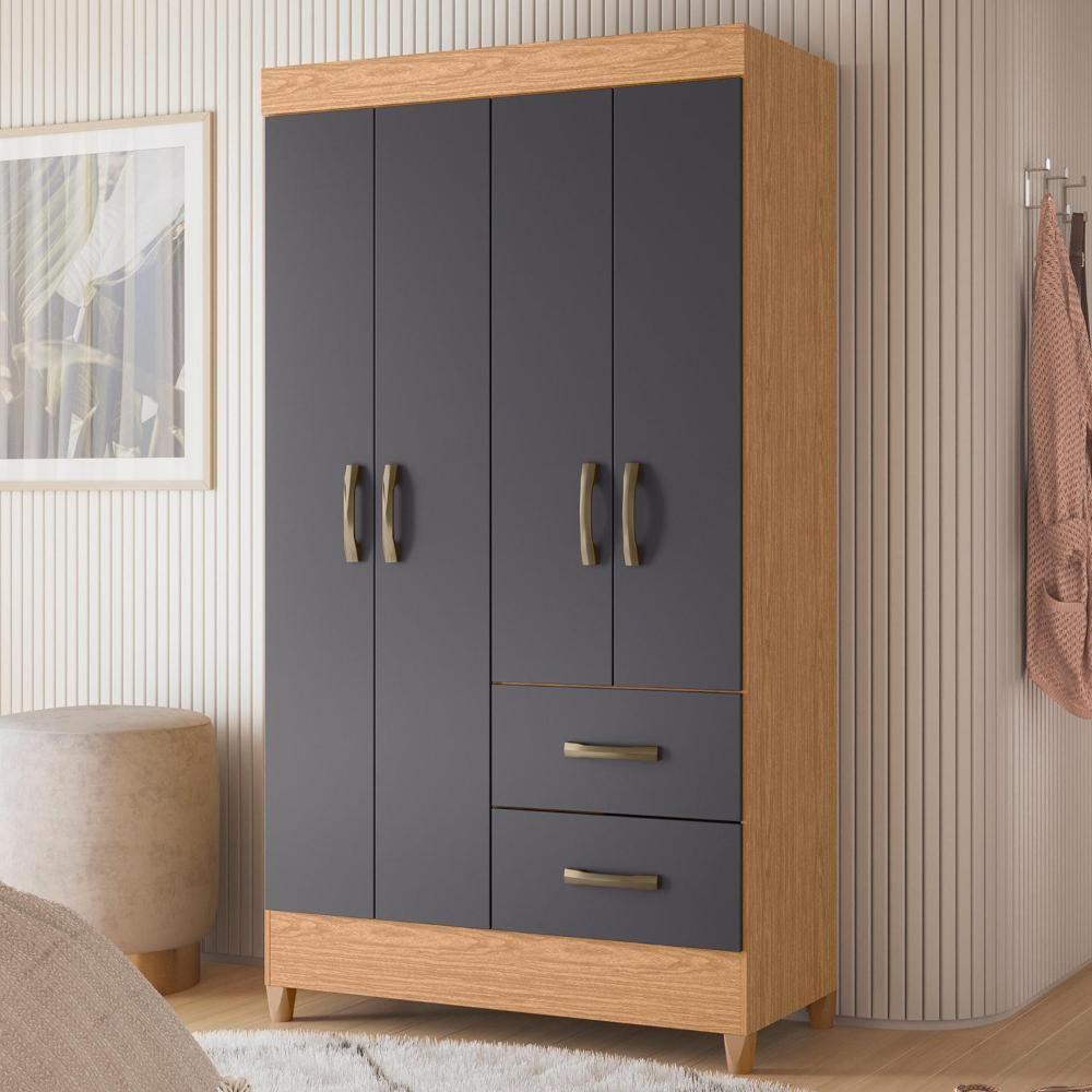 Guarda Roupa Mobi 4 Portas E 2 Gavetas Freijó/titanium - Móveis Albatroz Freijó/titanium - 2