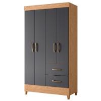 Guarda Roupa Mobi 4 Portas E 2 Gavetas Freijó/titanium - Móveis Albatroz Freijó/titanium - 1