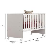 Dormitório Doce Sonho Guarda Roupa Com Cômoda Com Pés, Berço Reto Branco E Colchão Supreme - Qmovi Branco - 6