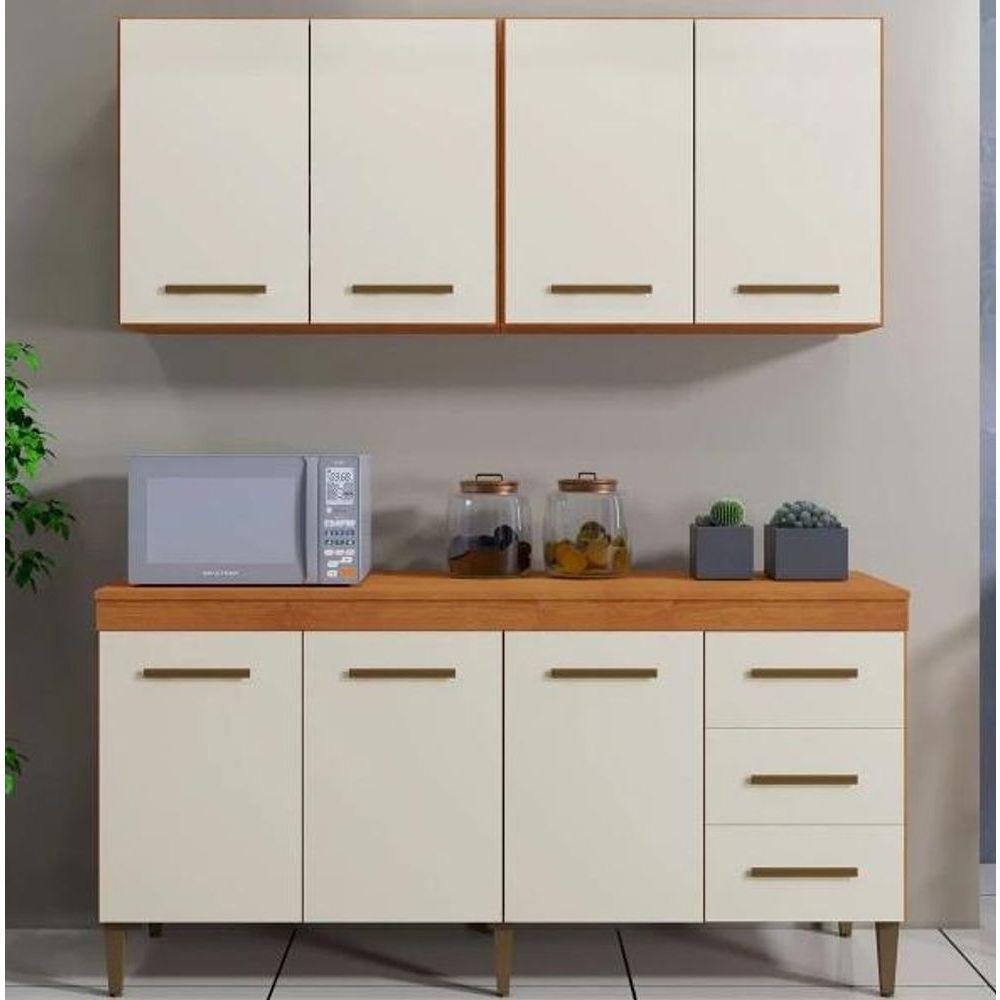 Cozinha Completa Atenas 7 Portas 3 Gavetas Kaiki Móveis - Nature/off - 1