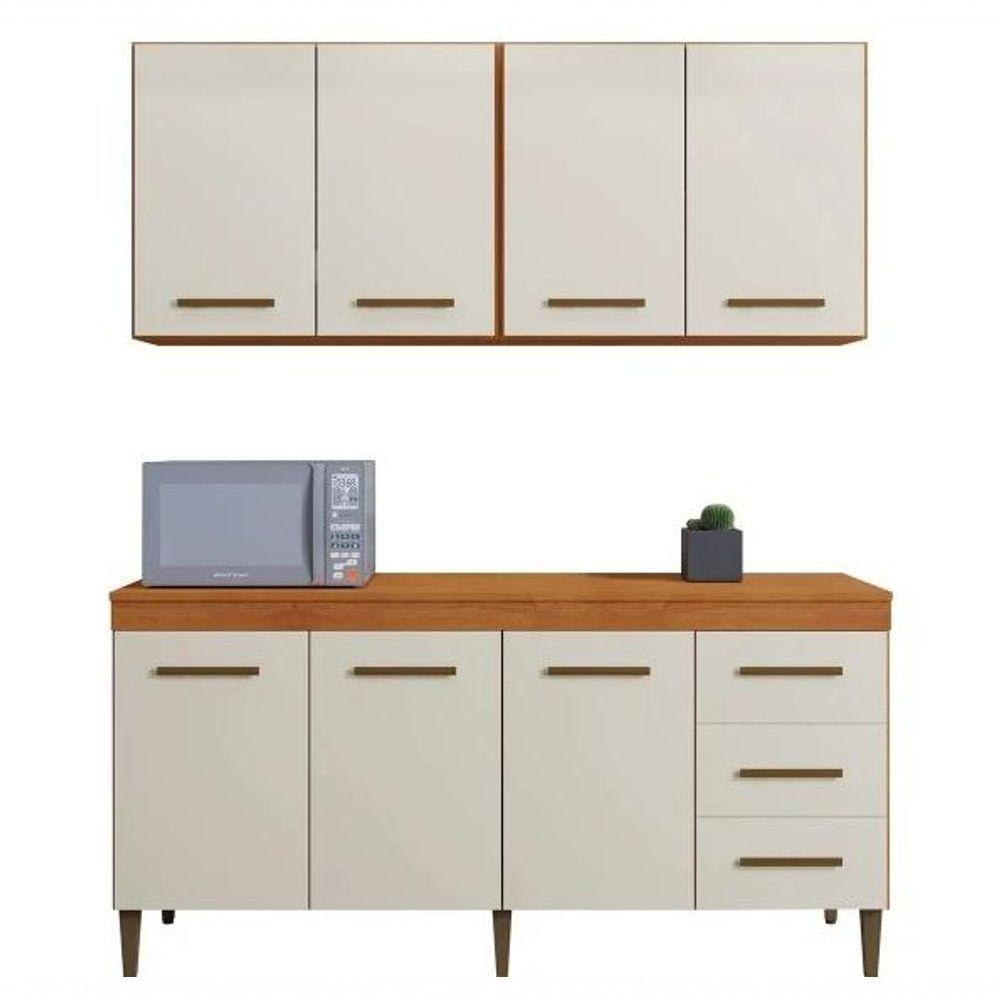 Cozinha Completa Atenas 7 Portas 3 Gavetas Kaiki Móveis - Nature/off - 2