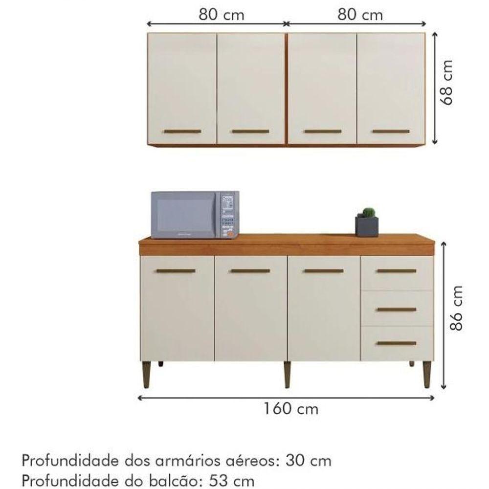 Cozinha Completa Atenas 7 Portas 3 Gavetas Kaiki Móveis - Nature/off - 3