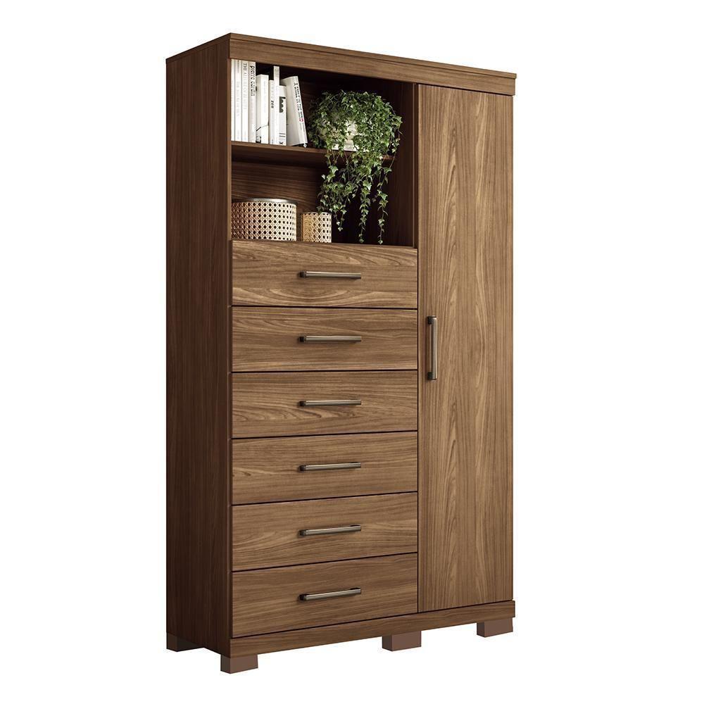 Multi-cômoda Marabá 1.6 1 Porta E 6 Gavetas Jatobá Com Pés - Santos Andirá Jatobá - 1