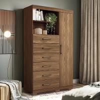 Multi-cômoda Marabá 1.6 1 Porta E 6 Gavetas Jatobá Com Pés - Santos Andirá Jatobá - 2