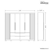 Guarda Roupa Casal Doble 4 Portas E 4 Gavetas Freijó/titanium Com Espelho - Móveis Albatroz Freijó/titânio