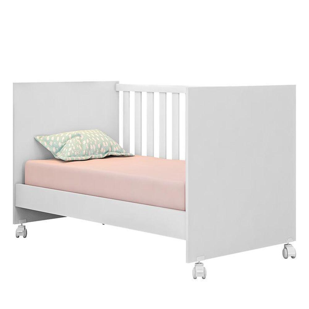 Jogo De Quarto Infantil Doce Sonho Cômoda 4 Gavetas E Berço Mini Cama Branco Com Rodízio - Qmovi Branco - 2