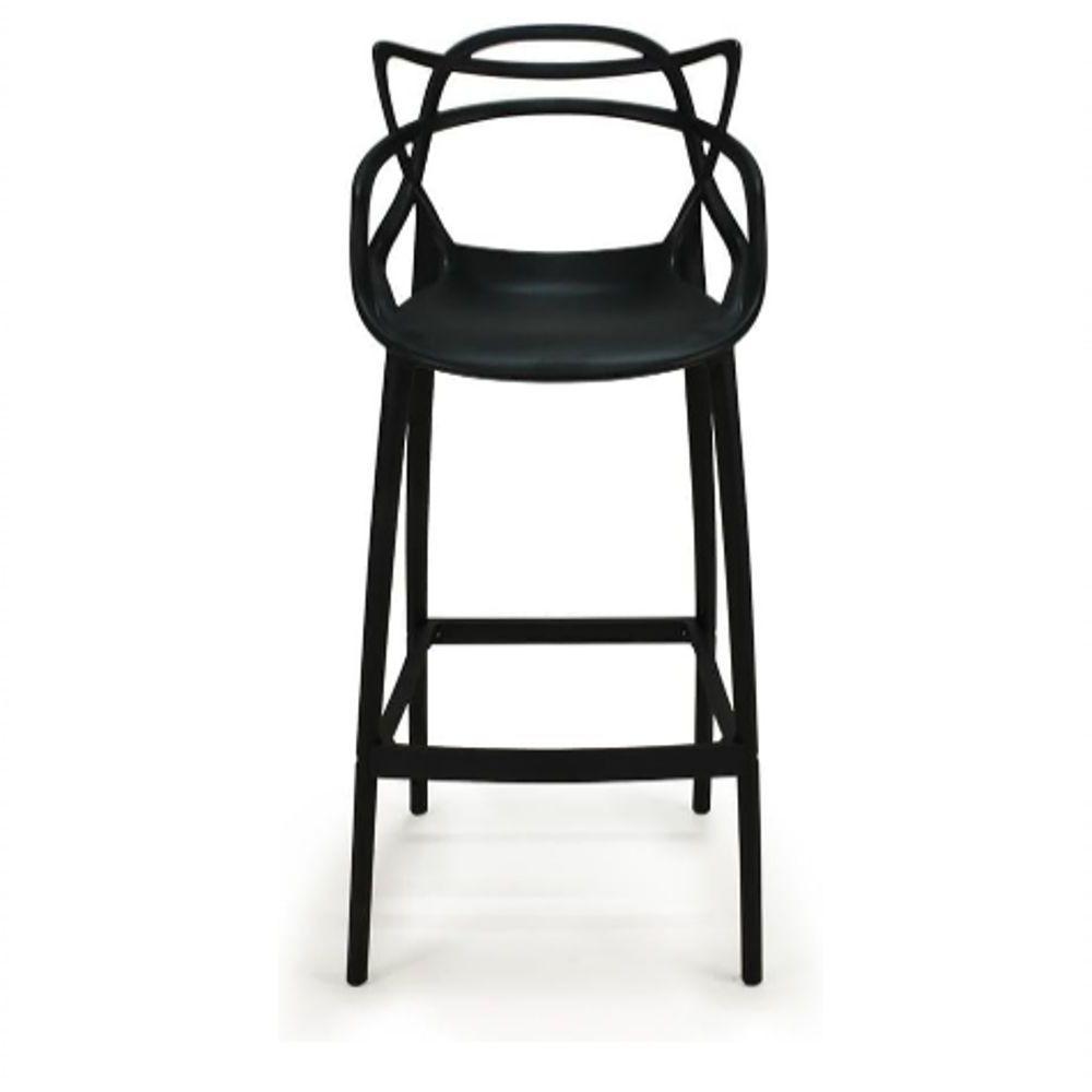 Conjunto 3 Banqueta Allegra Alta Master Empilhavel Preta Cozinha Americana Balcão Polipropileno - 2