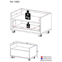 Mesa De Cabeceira 60Cm Com Rodízios Multimóveis V3629 Branca Branco - 5