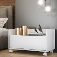 Mesa De Cabeceira 60Cm Com Rodízios Multimóveis V3629 Branca Branco - 7