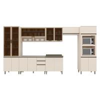 Cozinha Completa Connect 7 Peças Off White Com Cristaleira E Torre Quente 2 Fornos - Móveis Henn  Off White - 1