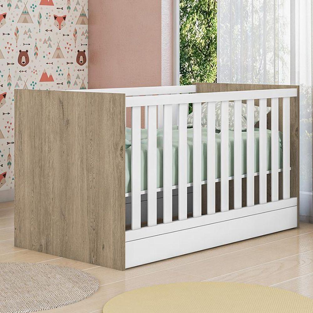 Berço Mini Cama Doce Sonho Carvalho/branco Com Colchão Supreme - Qmovi Carvalho/branco - 3