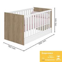 Berço Mini Cama Doce Sonho Carvalho/branco Com Colchão Supreme - Qmovi Carvalho/branco - 5