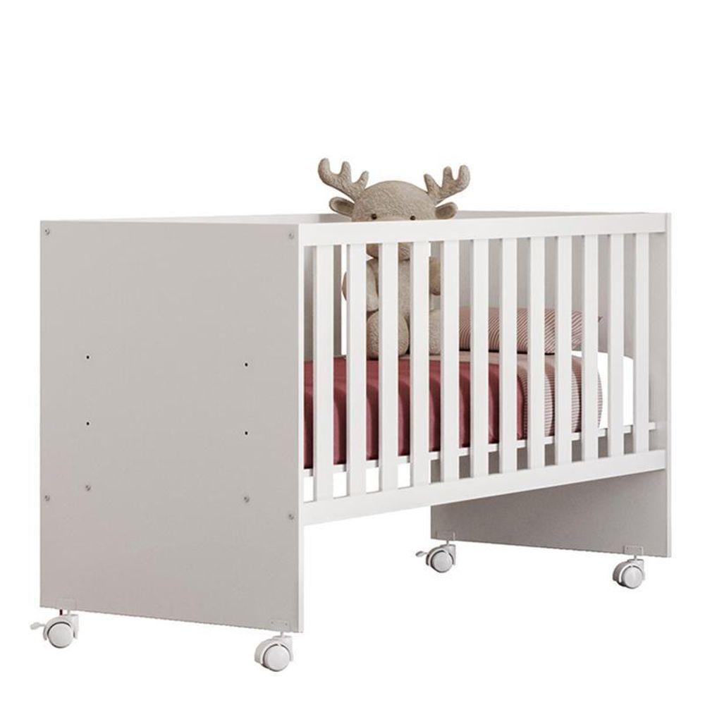 Dormitório Infantil Doce Sonho Guarda Roupa Com Cômoda, Berço Reto Branco E Colchão Supreme - Qmovi Branco - 4