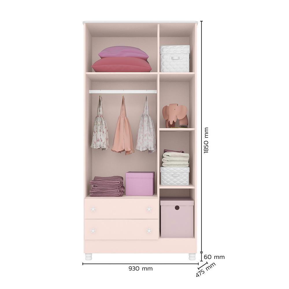 Dormitório Doce Sonho 3 Portas, Cômoda 1 Porta, Berço Rosa Acetinado Com Rodízio E Colchão D18 - Qmovi Rosa Acetinado - 3
