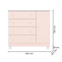 Dormitório Doce Sonho 3 Portas, Cômoda 1 Porta, Berço Rosa Acetinado Com Rodízio E Colchão D18 - Qmovi Rosa Acetinado - 5
