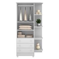 Guarda Roupa Infantil 2 Portas E 3 Gavetas Doce Sonho Branco Com Nicho E Pés - Qmovi Branco - 3
