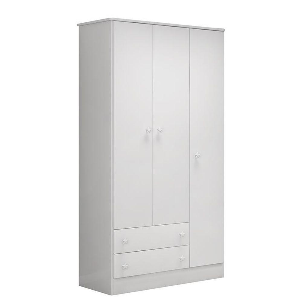 Dormitório Doce Sonho 3 Portas, Cômoda 4 Gavetas E Berço Mini Cama Branco Com Colchão - Qmovi Branco - 2