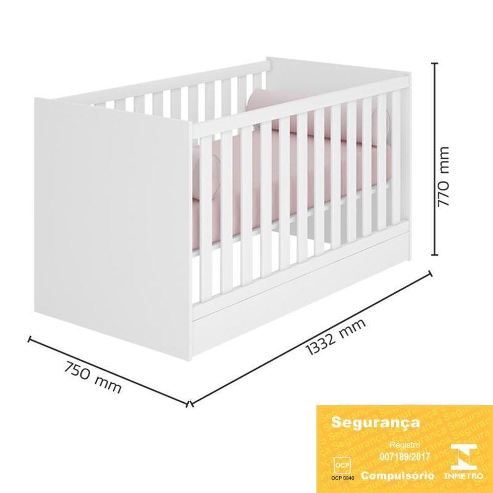 Berço Mini Cama Doce Sonho Branco Com Colchão Baby Physical - Qmovi Branco - 4