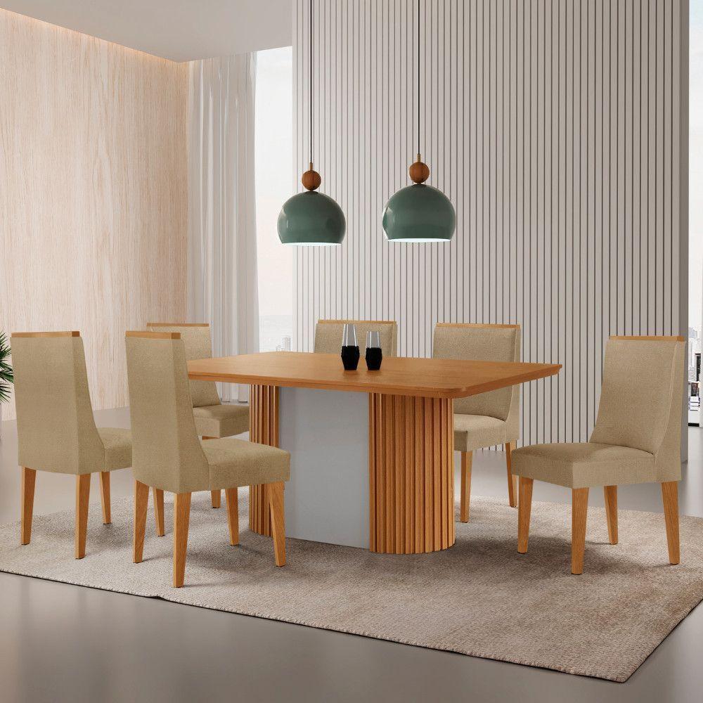 Mesa De Jantar Aspen 180cm Tampo Mdf Laminado 6 Cad Lisboa Turim 07/naturale /off White - 1