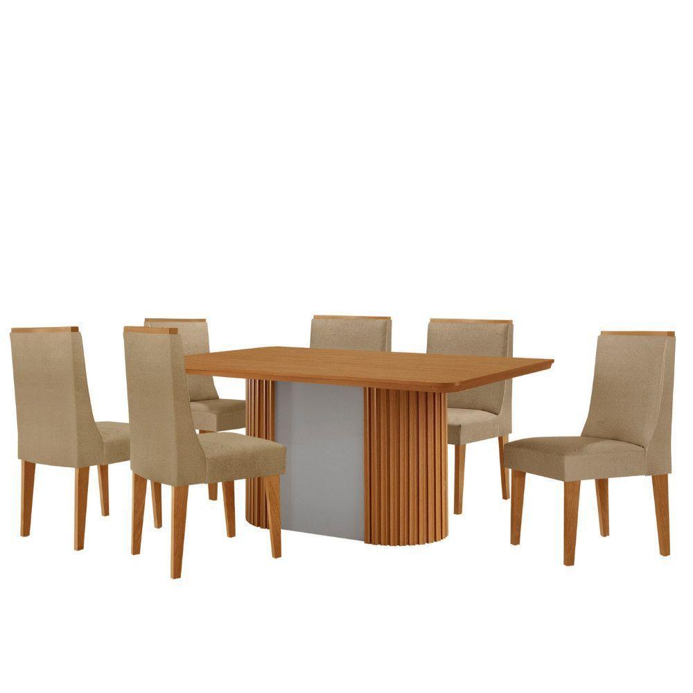 Mesa De Jantar Aspen 180cm Tampo Mdf Laminado 6 Cad Lisboa Turim 07/naturale /off White - 2