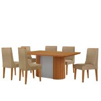 Mesa De Jantar Aspen 180cm Tampo Mdf Laminado 6 Cad Lisboa Turim 07/naturale /off White - 2